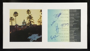 The Eagles Group Signed Hotel California Album With All Five Members In 28 x 20 Framed Display (JSA)